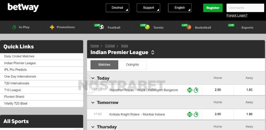 betway ipl cricket betting