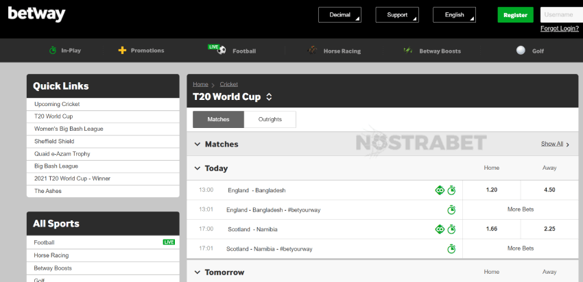 betway t20 world cup betting