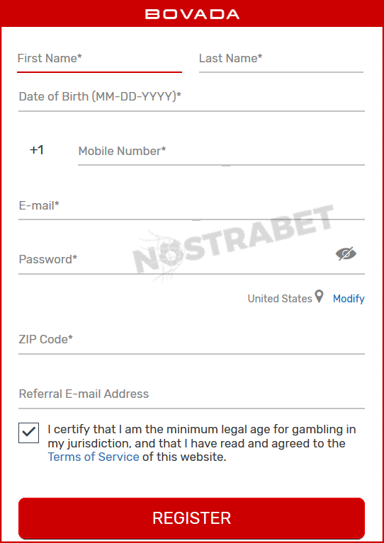 Bovada online registration