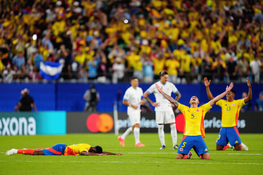 Jogadores da Col?mbia comemoram vaga na final da Copa Amrica 2024