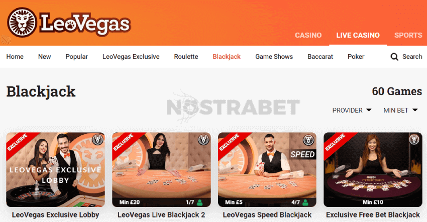 leovegas live blackjack games