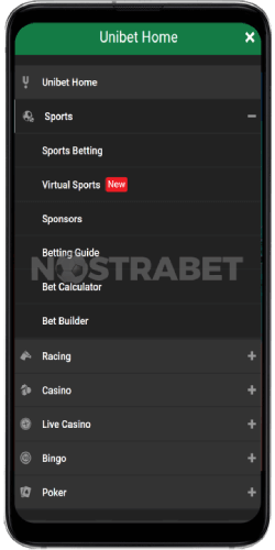 unibet android app navigation